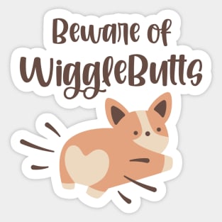 Beware of WiggleButts Cute Corgi Sticker